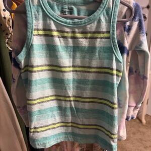 Jumping Beans Aqua and Lime Striped Tank Top
